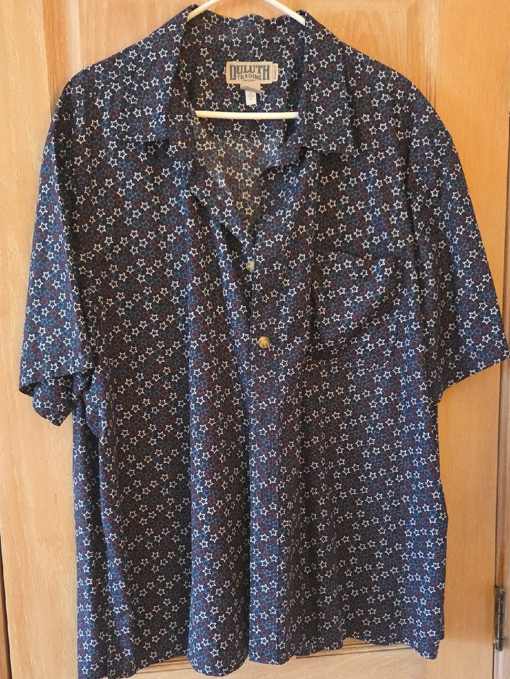 Duluth Trading Co Navy Short-Sleeve Star Print Button-Down Shirt